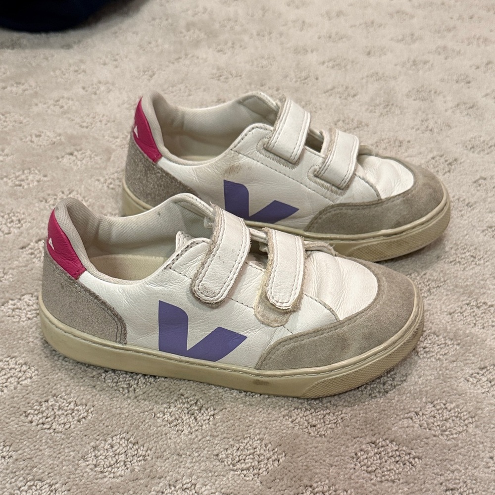 Veja Kids White and Purple Sneakers